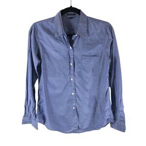 Theory Womens Button Down Shirt Cotton Long Sleeve Blue P